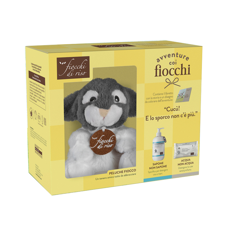 Fiocchi Di Riso Cofanetto DouDou Bimba Rosa Pasta Cambio 15 Ml+Intimo 50 Ml+ Detergente 50 Ml+Fiocco Rosa