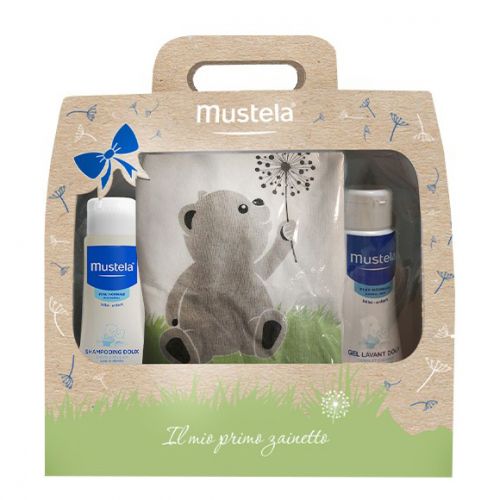 MUSTELA COFANETTO BAGNETTO TURBANTE DETERGENTE DELICATO 200 ML + SHAMPOO  DOLCE 200 ML