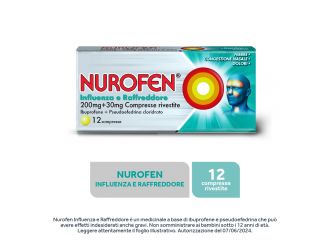 Nurofen Influenza e Raffreddore 200 mg + 30 mg 12 Compresse Rivestite