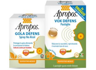 Apropos gola defens spray no alcol 20 ml + vox defens 5 pastiglie miele e limone