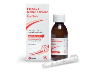 Fluifort Febbre e Dolore Bambini 100 mg/5 ml Ibuprofene Gusto Fragola 150 ml Senza Zucchero