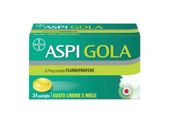 Aspi Gola 24 Pastiglie Flurbiprofene Gola Infiammata e Mal Di Gola Gusto Limone Miele