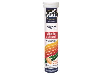 Matt benessere vigore vitamine & minerali 20 compresse effervescenti gusto arancia