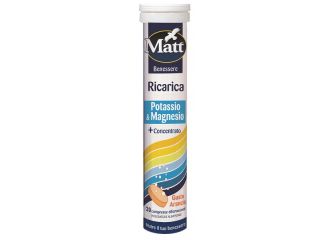 Matt benessere ricarica potassio & magnesio 20 compresse effervescenti gusto arancia