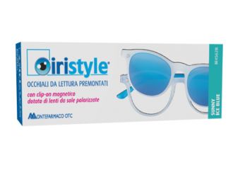 Occhiale da lettura premontato iristyle sunny ice blu +1,00 con clip on magnetico dotato di lenti da sole polarizzate 1 paio