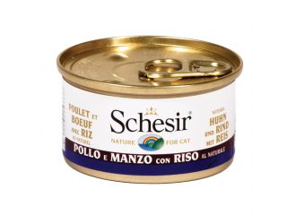 Schesir filetti di pollo con filetti di manzo e riso al naturale 85 g