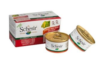 Schesir dog filetti di pollo con manzo multipack 4x85 g