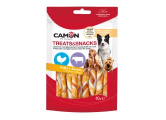 CAMON CANE SNACK ROLLS BICOLORE BOVINO, SUINO & POLLO 80 GR