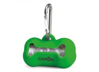 CAMON CANE DISPENSER SACCHETTI IGIENICI IN SILICONE CON ROTOLO (20 PZ) VERDE