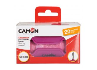 CAMON CANE DISPENSER SACCHETTI IGIENICI IN SILICONE CON ROTOLO (20 PZ) FUCSIA