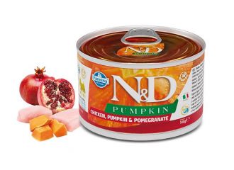 FARMINA CANE N&D PUMPKIN ADULTO MINI POLLO, ZUCCA & MELOGRANO LATTINA 140 GR