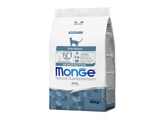 MONGE GATTO NATURAL SUPERPREMIUM ADULTO STERILIZZATO TROTA 400 GR