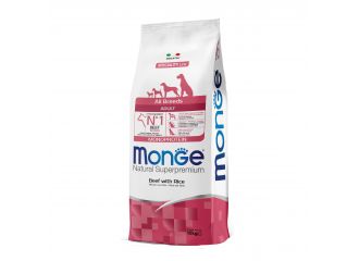 MONGE CANE NATURAL SUPERPREMIUM ADULTO ALL BREEDS MANZO & RISO 12 KG