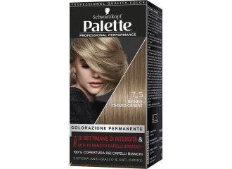 Schwarzkopf palette professional performance colorazione permanente per capelli tonalita' 7-5 biondo chiaro cenere 170 g