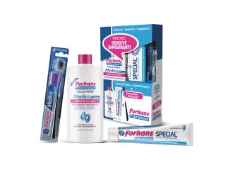 Forhans kit gengive sanguinanti 1 forhans collutorio medico 250 ml + 1 forhans dentifricio special 75 ml + 1 forhans spazzolino medico in omaggio