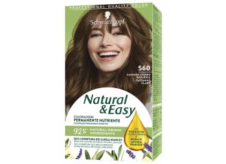 Schwarzkopf natural & easy colorazione 560 castano chiaro naturale 1 crema colorante 60 ml + 1 applicatore con emulsione rivelatrice 60 ml + 1 balsamo nutriente 22,5 ml