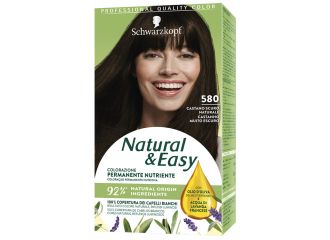 Schwarzkopf natural & easy colorazione 580 castano scuro naturale 1 crema colorante 60 ml + 1 applicatore con emulsione rivelatrice 60 ml + 1 balsamo nutriente 22,5 ml