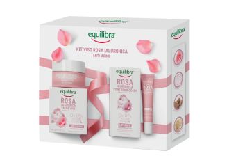 Equilibra viso kit rosa ialuronica anti aging 1 rosa ialuronica crema viso anti aging 50 ml + 1 rosa ialuronica contorno occhi liftante 15 ml