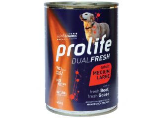 PROLIFE CANE DUAL FRESH ADULTO MEDIUM&LARGE MANZO, OCA & RISO LATTINA 400 GR