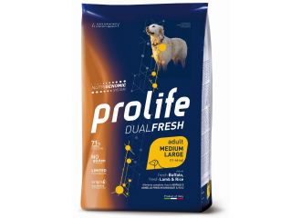 PROLIFE CANE DUAL FRESH ADULTO MEDIUM&LARGE BUFALO, AGNELLO & RISO 12 KG