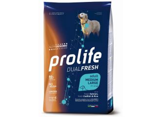 PROLIFE CANE DUAL FRESH ADULTO MEDIUM&LARGE SALMONE, MERLUZZO & RISO 12 KG