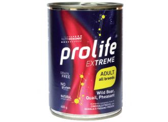 PROLIFE CANE EXTREME ADULTO ALL BREEDS CINGHIALE, QUAGLIA, FAGIANO & LEGUMI LATTINA 400 GR