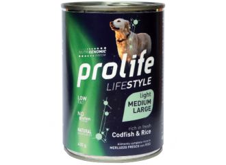 PROLIFE CANE LIFESTYLE LIGHT ADULTO MEDIUM&LARGE MERLUZZO & RISO LATTINA 400 GR