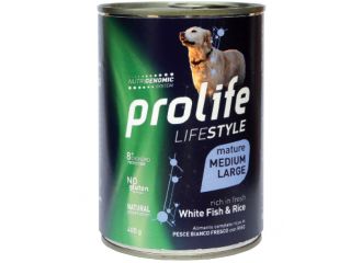 PROLIFE CANE LIFESTYLE MATURE MEDIUM&LARGE PESCE BIANCO & RISO LATTINA 400 GR