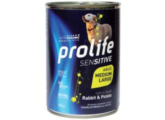 PROLIFE CANE SENSITIVE ADULTO MEDIUM&LARGE CONIGLIO & PATATE LATTINA 400 GR