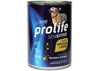 PROLIFE CANE SENSITIVE ADULTO MEDIUM&LARGE RENNA & PATATE LATTINA 400 GR