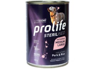 PROLIFE CANE STERILISED SENSITIVE ADULTO MEDIUM&LARGE MAIALE & RISO LATTINA 400 GR