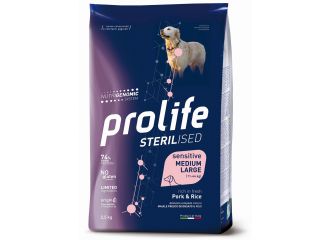 PROLIFE CANE STERILISED SENSITIVE ADULTO MEDIUM&LARGE MAIALE & RISO 12 KG