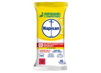 Napisan salviette disinfettanti limone 40 pezzi biodegradabili