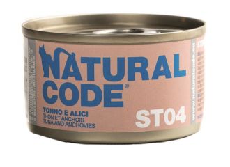 NATURAL CODE GATTO LATTINA (ST04) ADULTO STERILIZZATO TONNO & ALICI 85 GR