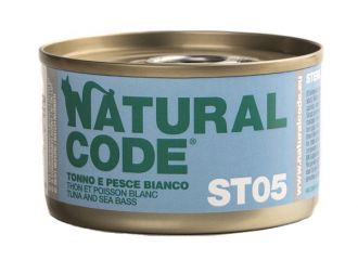 Natural code steril 05 tonno e pesce bianco umido gatto lattina 85 g