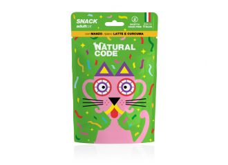 NATURAL CODE GATTO SNACK ADULTO MANZO, LATTE & CURCUMA 60 GR