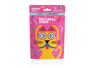 NATURAL CODE GATTO SNACK ADULTO POLLO, LATTE & MIRTILLI 60 GR