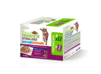 Natural trainer cat umido sterilised turkey codfish 12 pezzi da 85 g