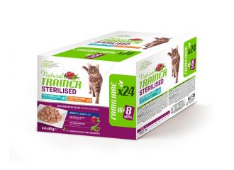 Natural trainer cat umido sterilised turkey codfish 24 pezzi da 85 g