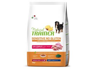 Natural trainer dog sensitive medium/maxi coniglio/cereali 3 kg no gluten