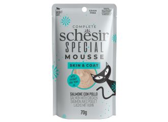 SCHESIR GATTO SPECIAL MOUSSE SKIN&COAT ADULTO SALMONE & POLLO BUSTA 70 GR