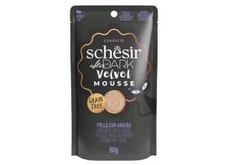 SCHESIR GATTO AFTER DARK VELVET MOUSSE ADULTO POLLO & ANATRA BUSTA 80 GR