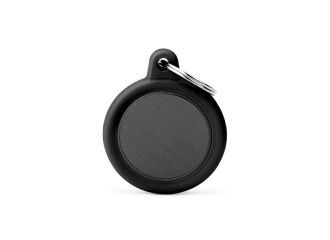 Black circle medaglietta per collare in alluminio con gomma black