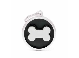 Black big circle bone medaglietta per collare