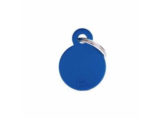 Small round medaglietta per collare in alluminio blue