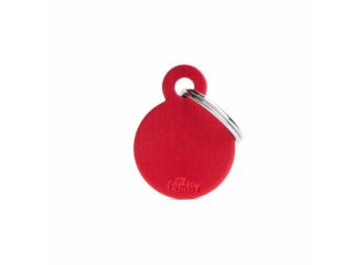 Small round medaglietta per collare in alluminio red