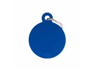 Big round medaglietta per collare in alluminio blue