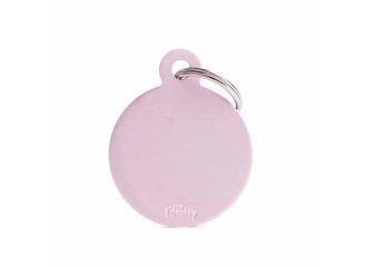 Big round medaglietta per collare in alluminio pink