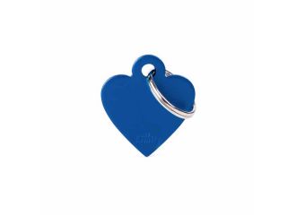 Small heart medaglietta per collare in alluminio blue