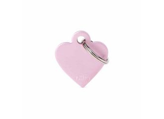 Small heart medaglietta per collare in alluminio pink